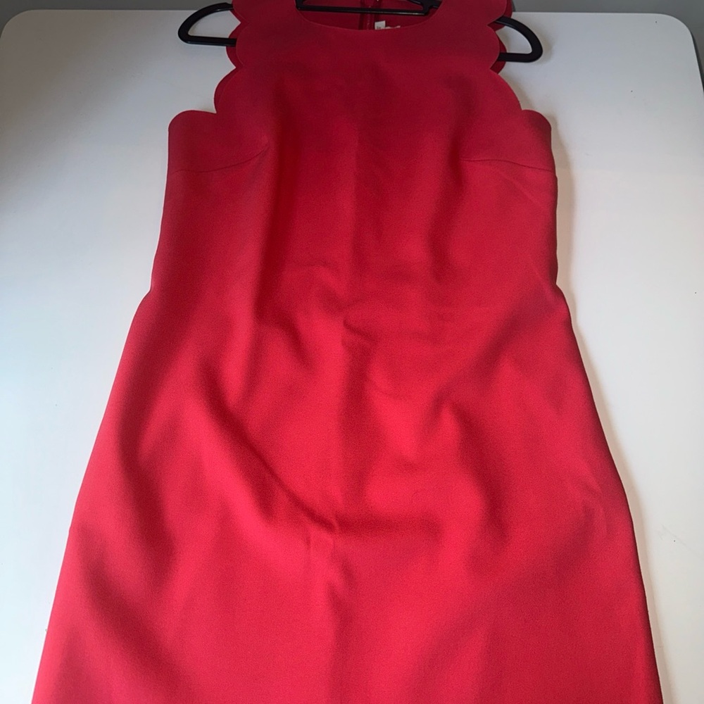 J. Crew Vibrant Red Scalloped Mini Dress